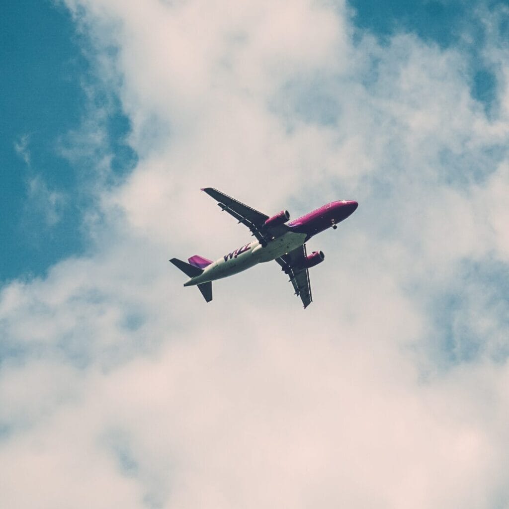 A plane flying in the sky